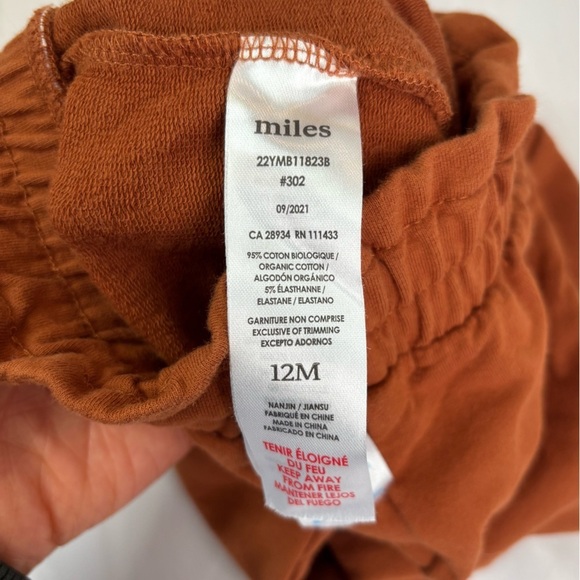 NWOT Miles The Label brown joggers, size: 12 months - Picture 3 of 4